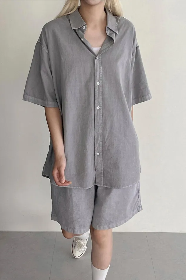 Storets Luna Oversized Washed Shirt Women Shirts and Blouses