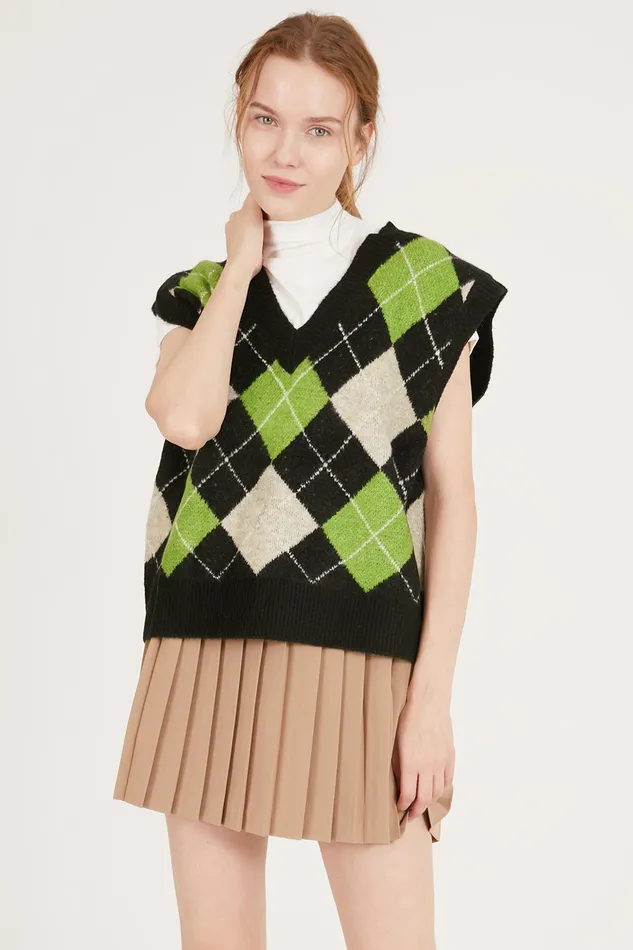 Storets Mandy Argyle Sweater Vest Women Sweaters and Knitwears