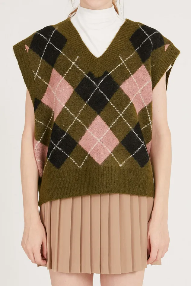Storets Mandy Argyle Sweater Vest Women Sweaters and Knitwears