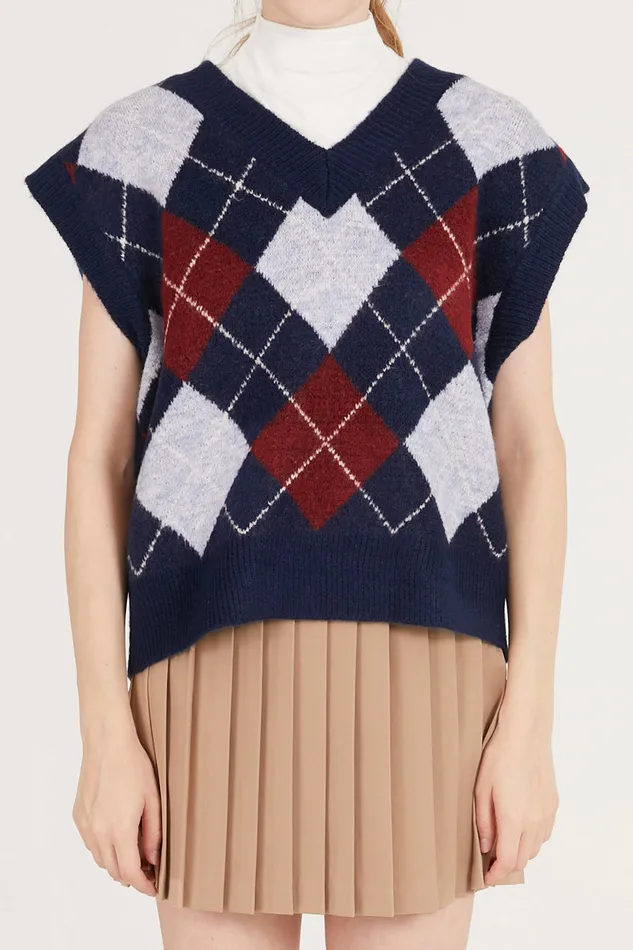 Storets Mandy Argyle Sweater Vest Women Sweaters and Knitwears