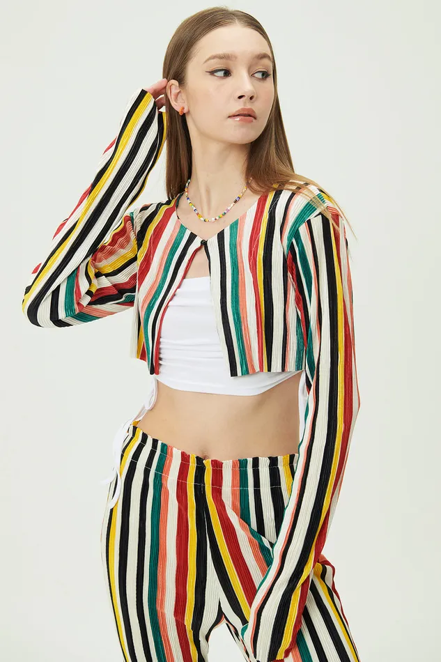 Storets Nadua Striped Plisse Cardigan Women Cardigan