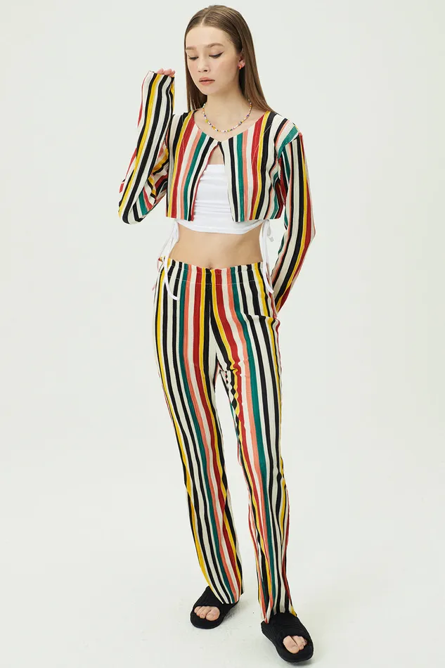 Storets Nadua Striped Plisse Cardigan Women Cardigan