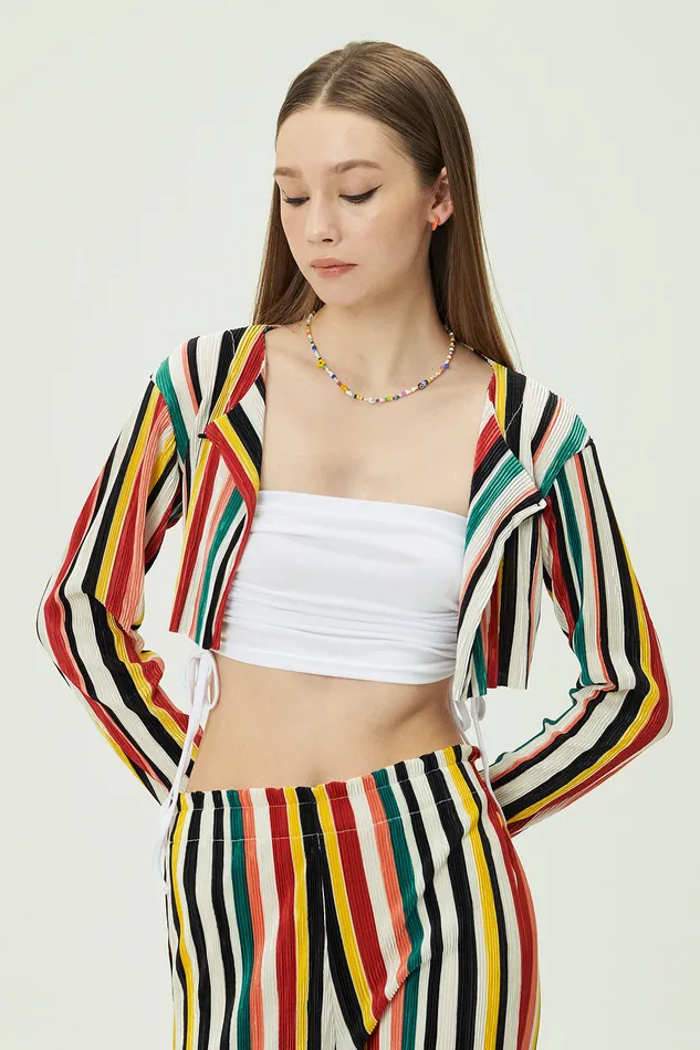 Storets Nadua Striped Plisse Cardigan Women Cardigan