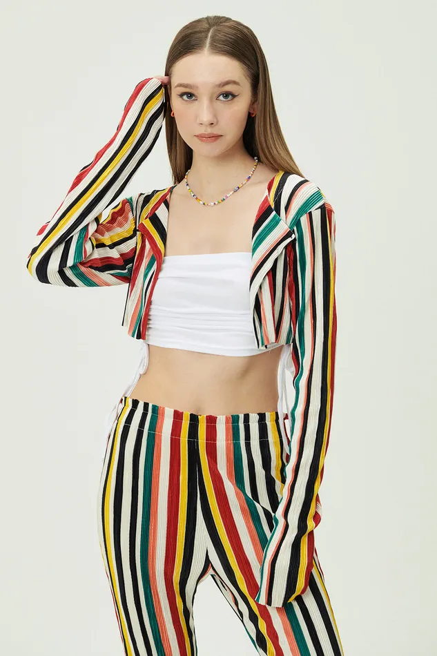 Storets Nadua Striped Plisse Cardigan Women Cardigan