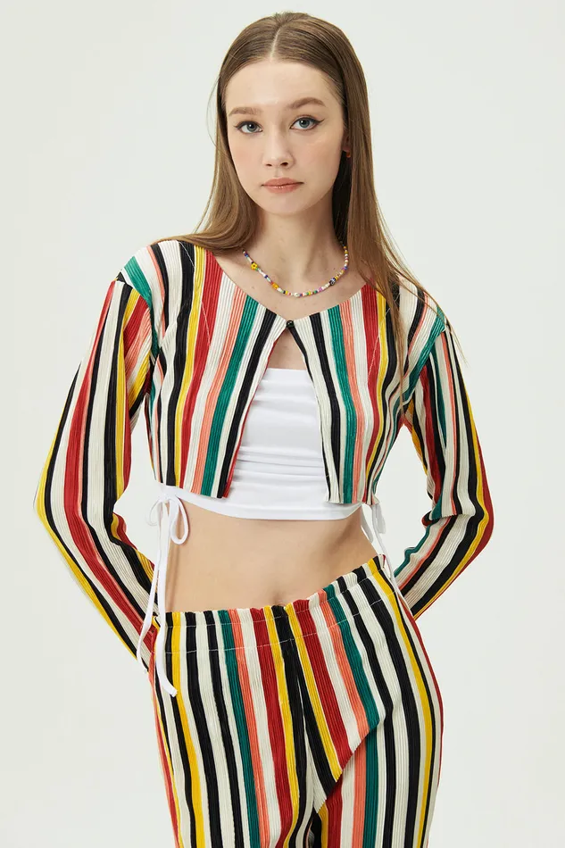 Storets Nadua Striped Plisse Cardigan Women Cardigan