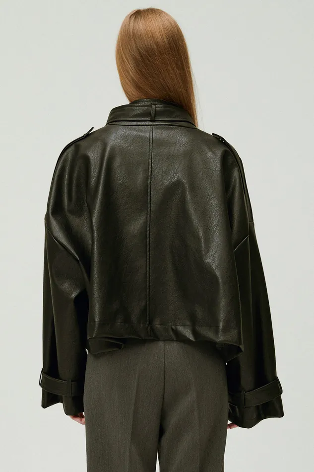 Storets Naomi Oversized Pleather Jacket Women Jackets and Coats Storets Naomi Oversized Pleather Jacket Women Jackets and Coats