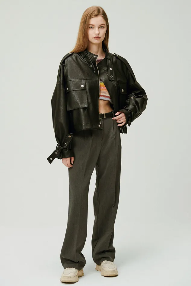 Storets Naomi Oversized Pleather Jacket Women Jackets and Coats Storets Naomi Oversized Pleather Jacket Women Jackets and Coats