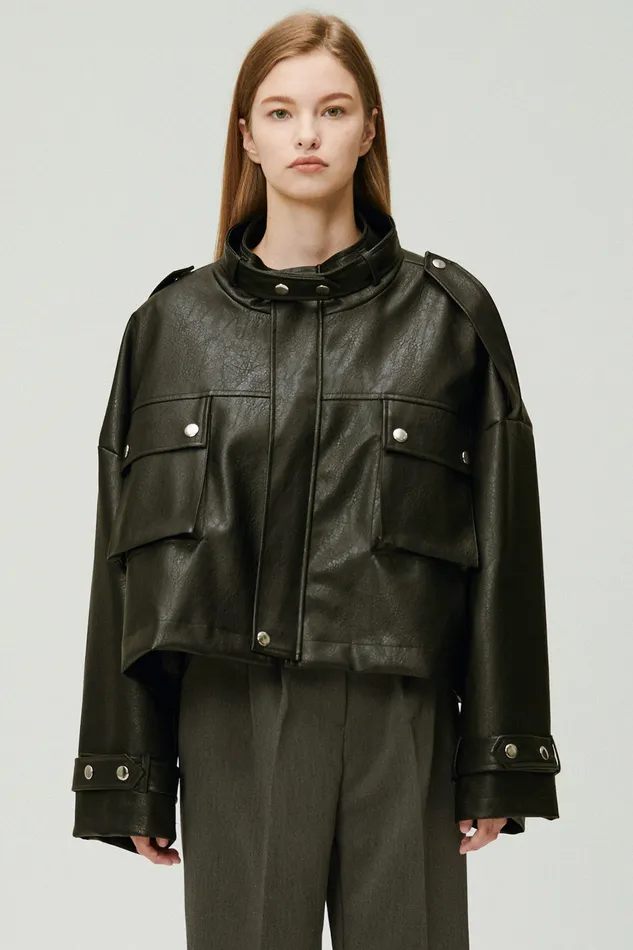 Storets Naomi Oversized Pleather Jacket Women Jackets and Coats Storets Naomi Oversized Pleather Jacket Women Jackets and Coats