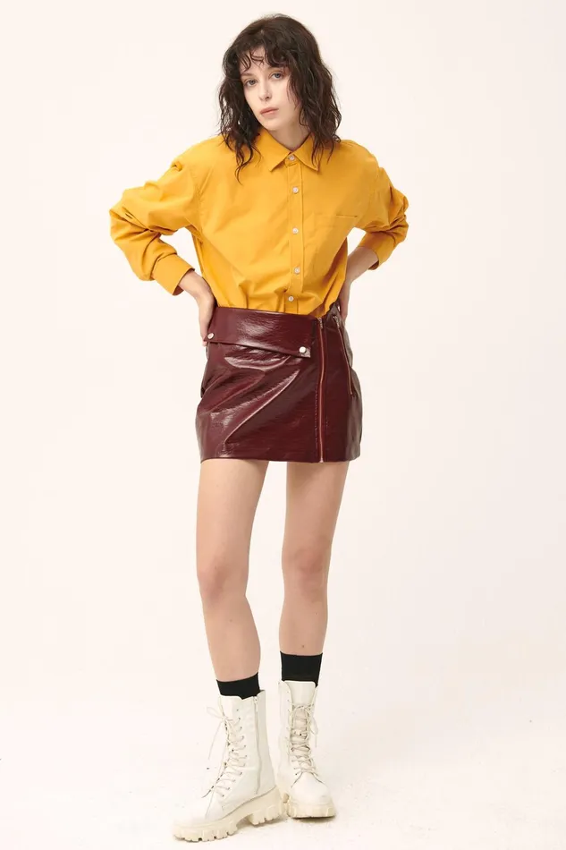 Storets Rae Asymmetric Pleather Skirt Women Skirts