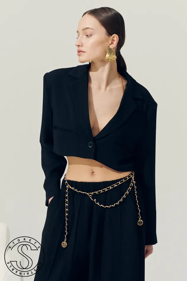 Storets Reborn Daisy One Button Crop Blazer Women Blazer