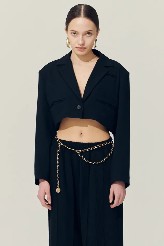 Storets Reborn Daisy One Button Crop Blazer Women Blazer