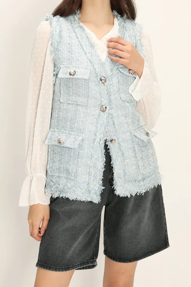 Storets Rosalee Tweed Sleeveless Jacket Women Jackets and Coats