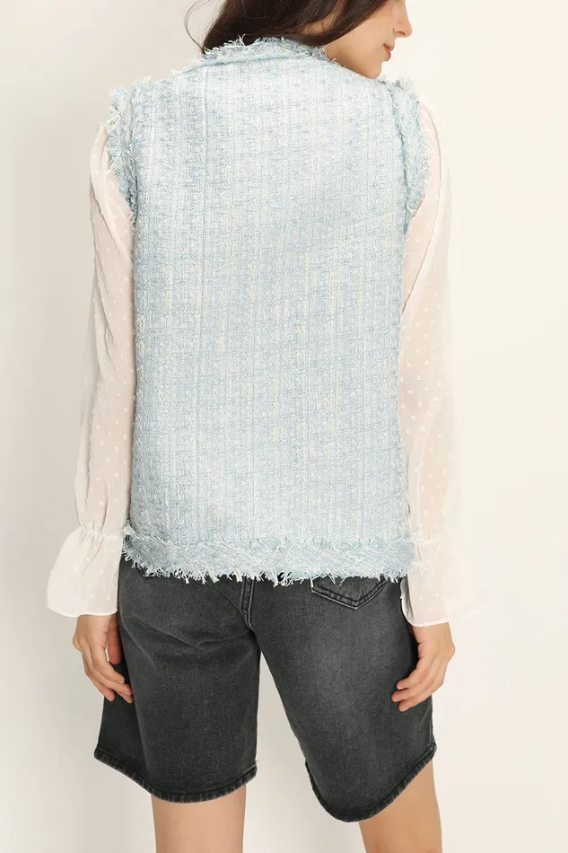 Storets Rosalee Tweed Sleeveless Jacket Women Jackets and Coats