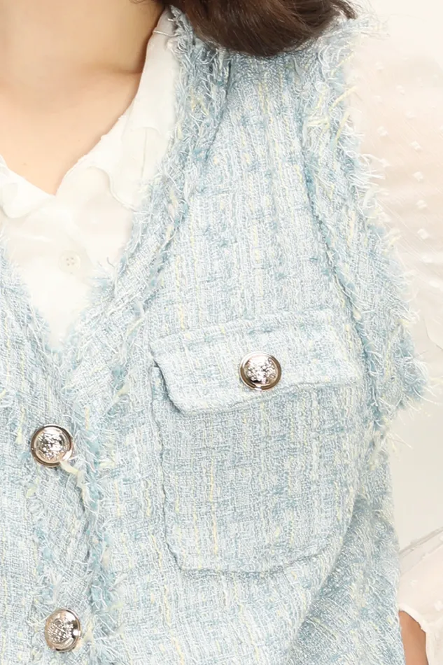 Storets Rosalee Tweed Sleeveless Jacket Women Jackets and Coats