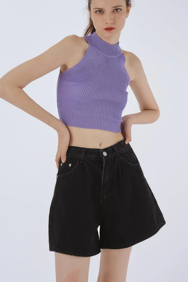 Storets Zoe Pintucked Denim Shorts Women Jeans