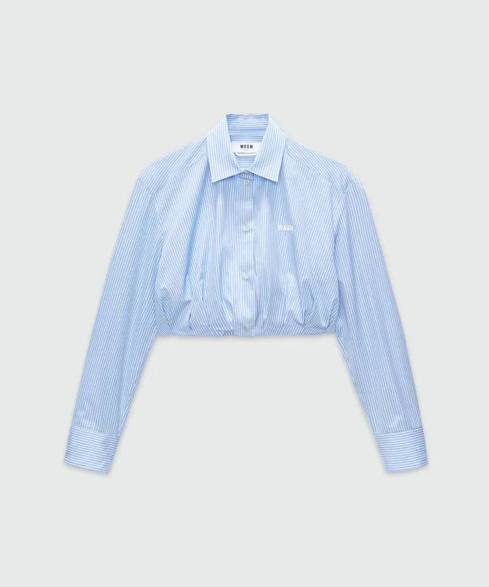 Striped Print Poplin CropTop Shirt Women MSGM Tops And Shirts
