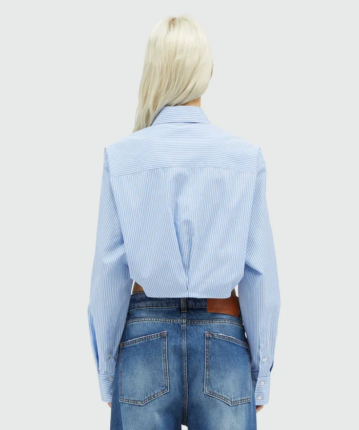 Striped Print Poplin CropTop Shirt Women MSGM Tops And Shirts