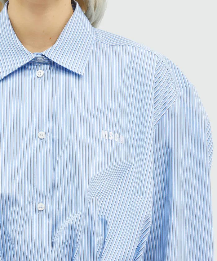 Striped Print Poplin CropTop Shirt Women MSGM Tops And Shirts