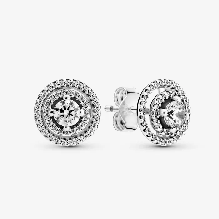 Stud Earrings Women Pandora Sparkling Double Halo Stud Earrings