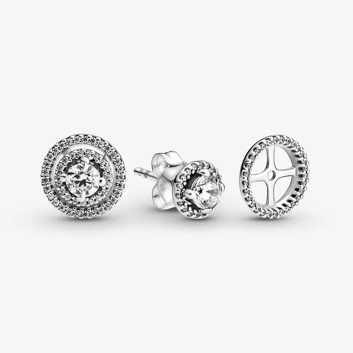 Stud Earrings Women Pandora Sparkling Double Halo Stud Earrings