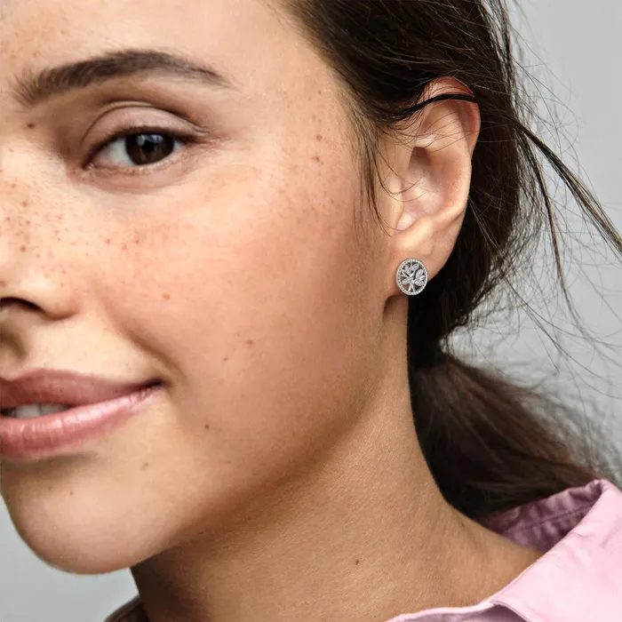 Stud Earrings Women Pandora Sparkling Family Tree Stud Earrings