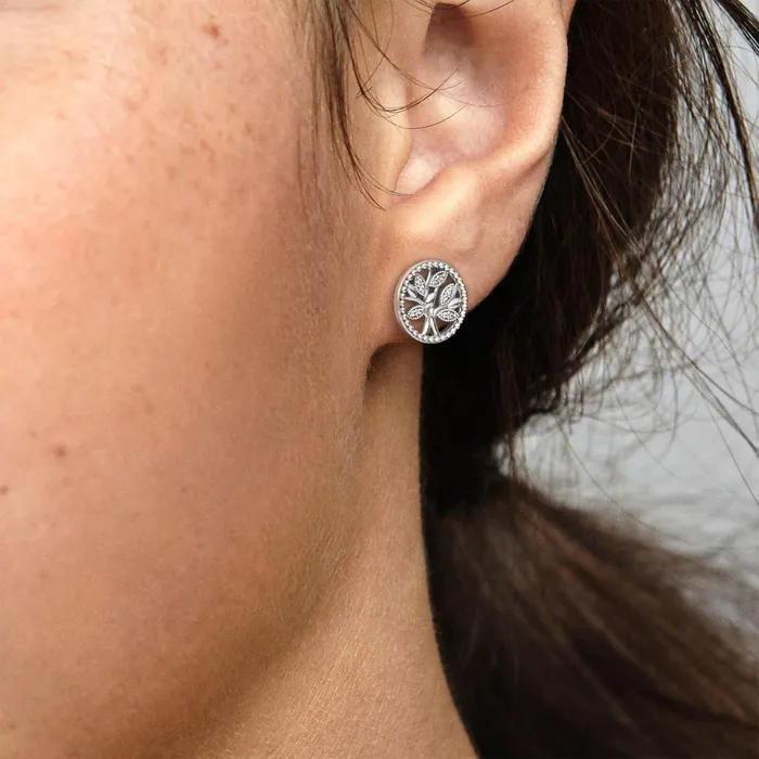 Stud Earrings Women Pandora Sparkling Family Tree Stud Earrings