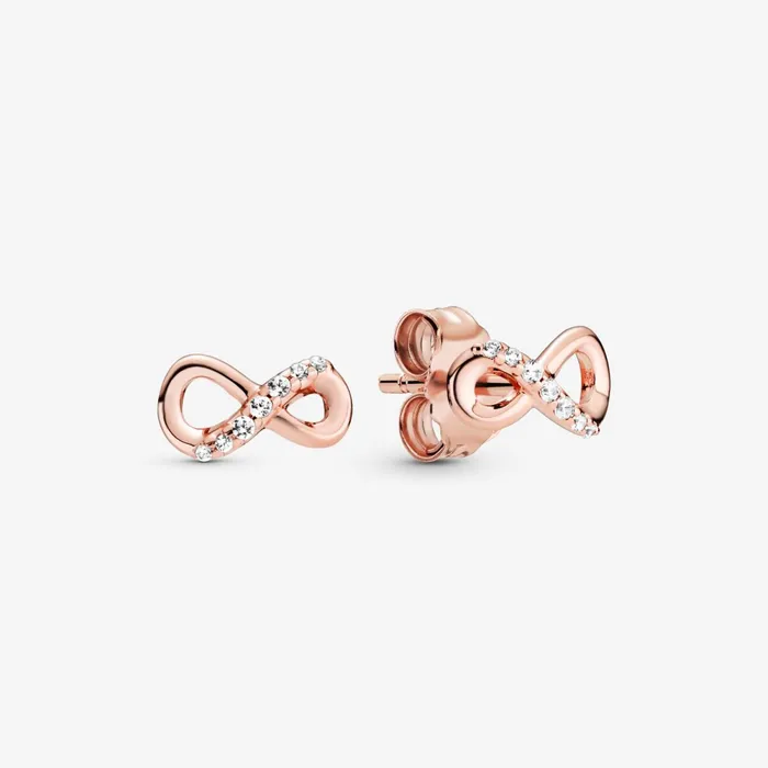Stud Earrings Women Pandora Sparkling Infinity Stud Earrings Rose Gold Plated