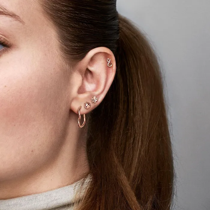 Stud Earrings Women Pandora Sparkling Infinity Stud Earrings Rose Gold Plated