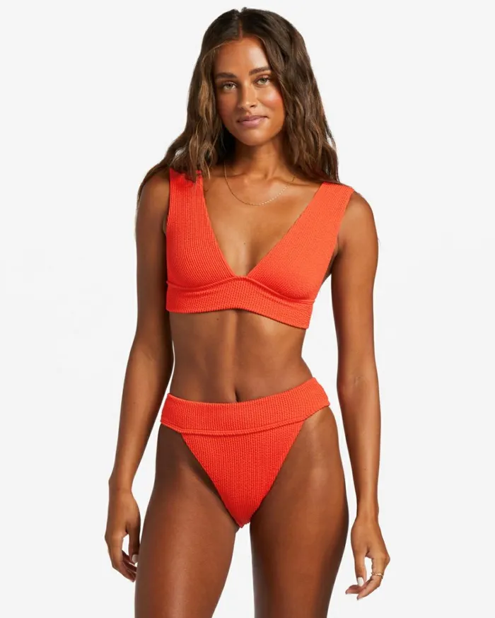 Summer High Plunge Bikini Top Red Aloha Women Billabong Bikinis