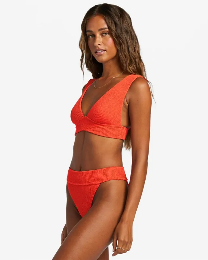 Summer High Plunge Bikini Top Red Aloha Women Billabong Bikinis