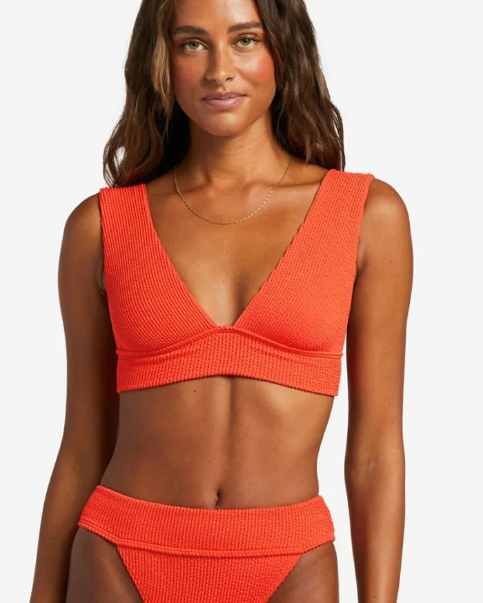 Summer High Plunge Bikini Top Red Aloha Women Billabong Bikinis