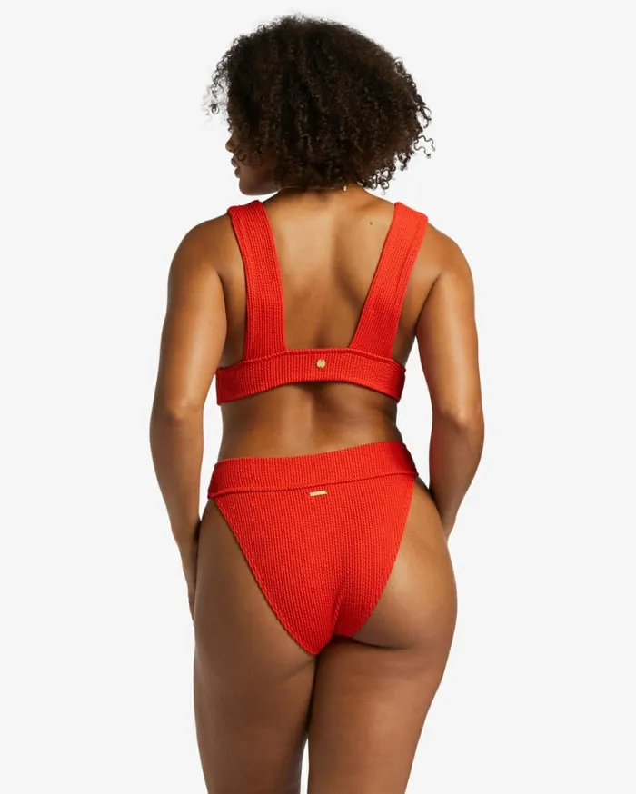 Summer High Plunge Bikini Top Red Aloha Women Billabong Bikinis