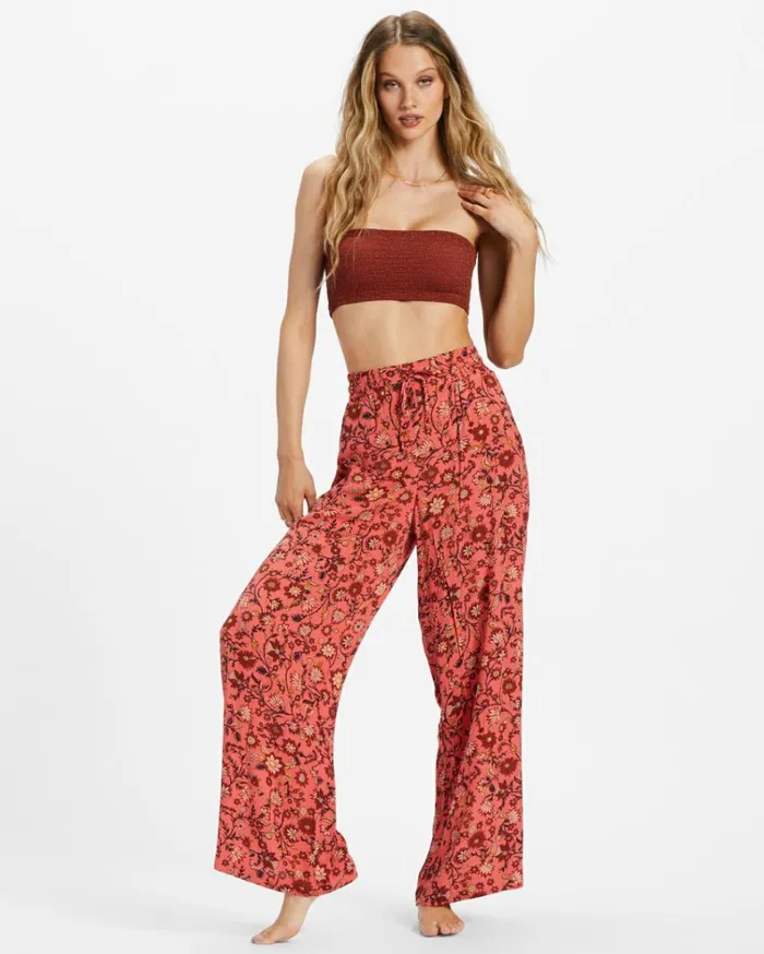 Sun Rays Crinkle Pants Hibiscus Women Billabong Pants