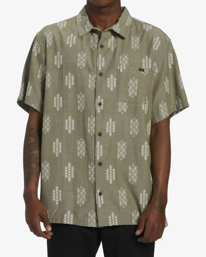 Sundays Jacquard Short Sleeve Shirt Military Heather Men Billabong Shirts
