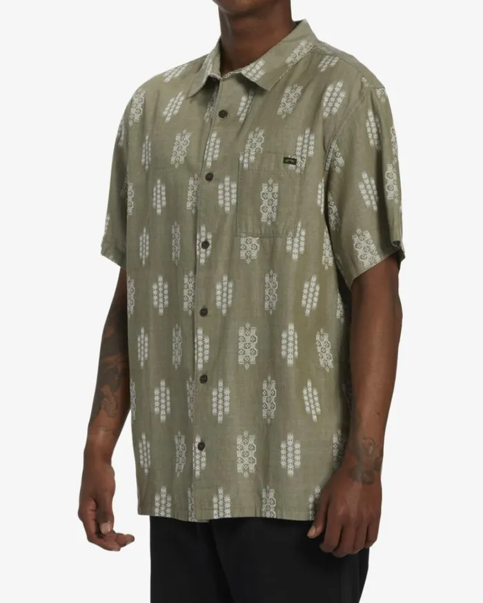 Sundays Jacquard Short Sleeve Shirt Military Heather Men Billabong Shirts