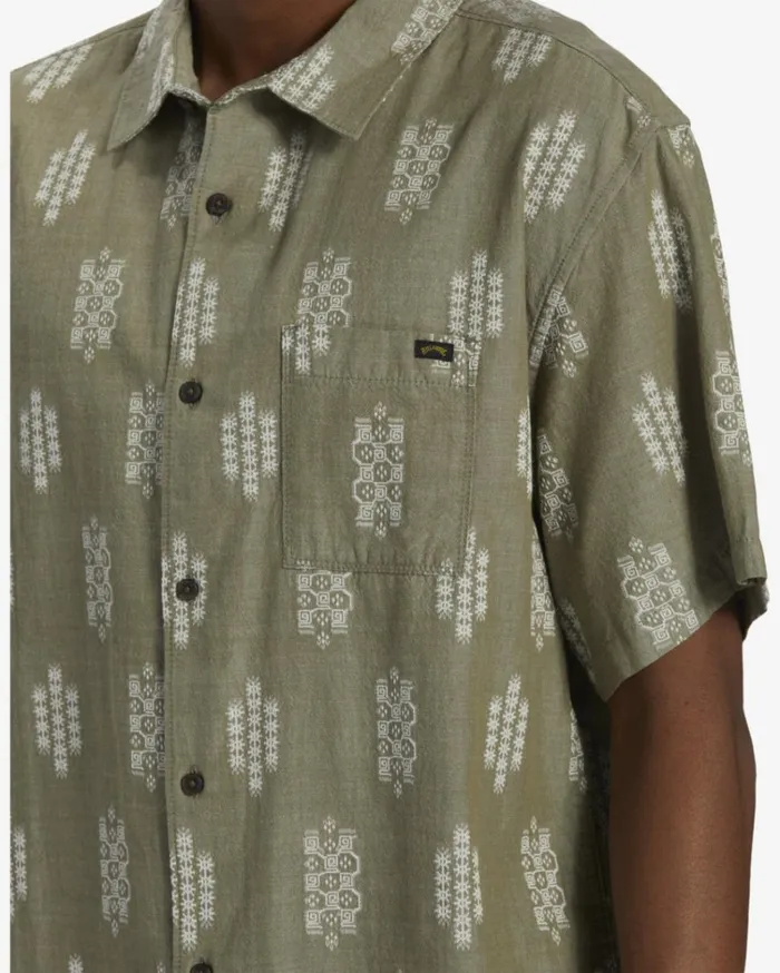 Sundays Jacquard Short Sleeve Shirt Military Heather Men Billabong Shirts