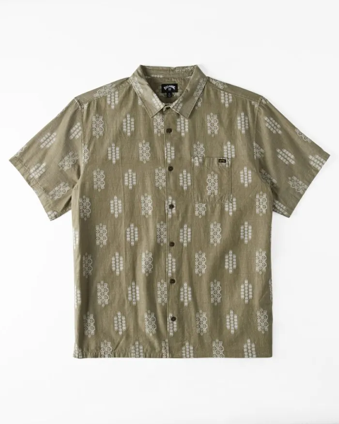 Sundays Jacquard Short Sleeve Shirt Military Heather Men Billabong Shirts