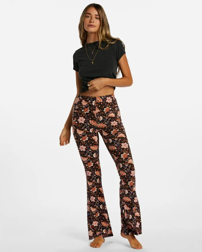 Sundown HighWaisted Flared Pants Black Pebble Women Billabong Pants