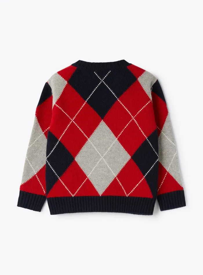 Sweaters And Cardigans Boy 216 Il Gufo Wool Sweater With A Diamond Pattern