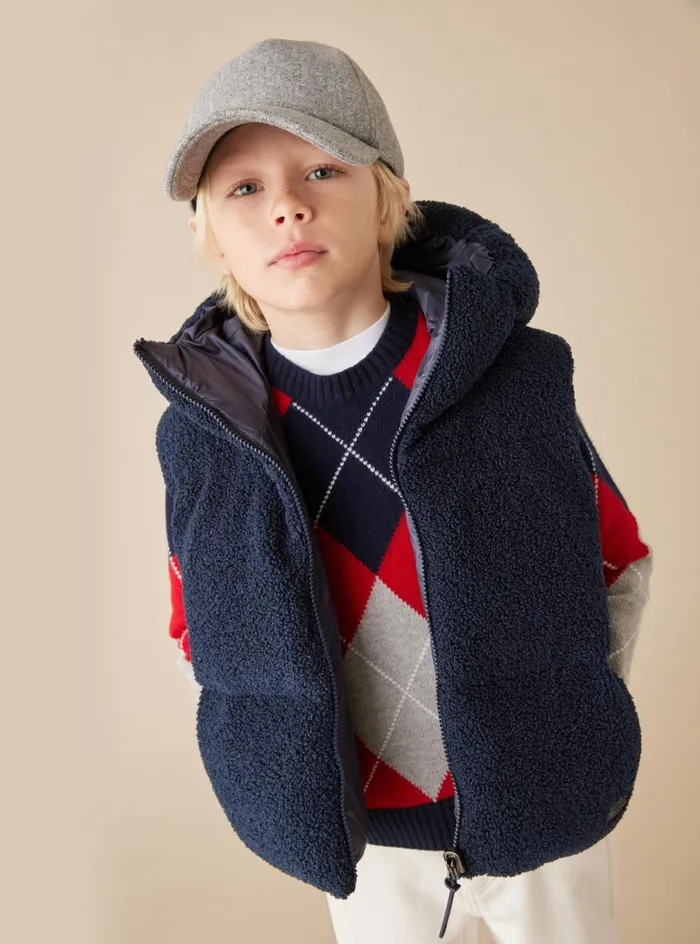 Sweaters And Cardigans Boy 216 Il Gufo Wool Sweater With A Diamond Pattern