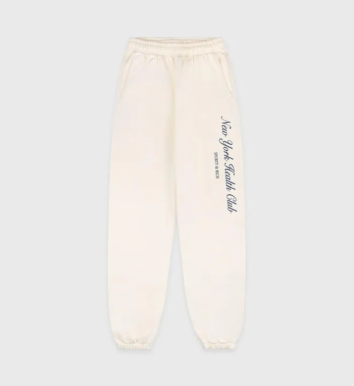 Sweatpants Women Sporty and Rich NY Health Club Sweatpant 8211 CreamNavy