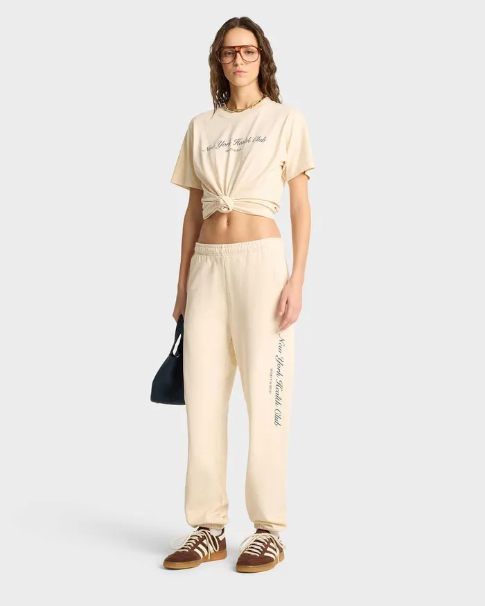 Sweatpants Women Sporty and Rich NY Health Club Sweatpant 8211 CreamNavy