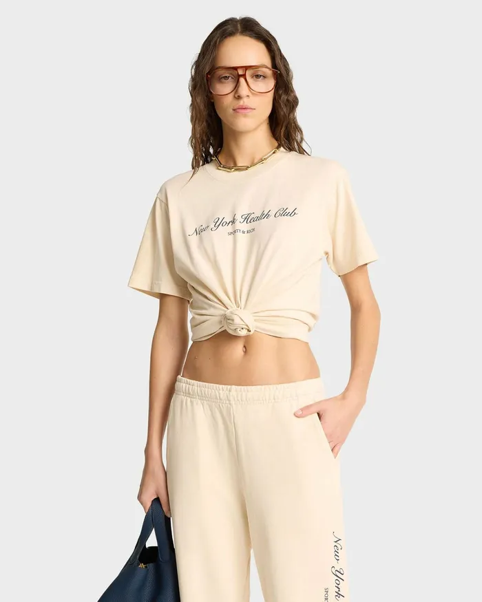 Sweatpants Women Sporty and Rich NY Health Club Sweatpant 8211 CreamNavy