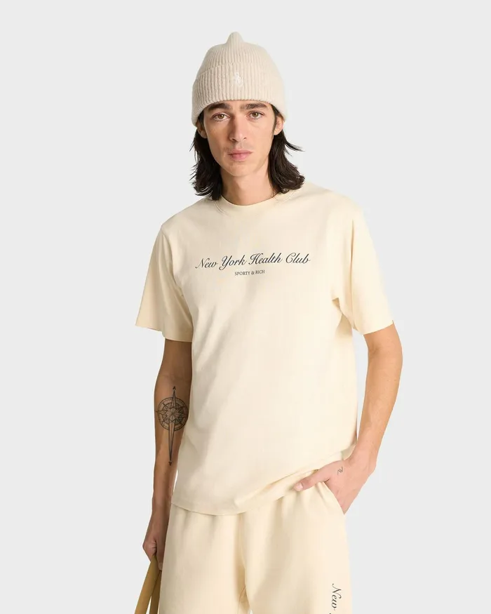 Sweatpants Women Sporty and Rich NY Health Club Sweatpant 8211 CreamNavy