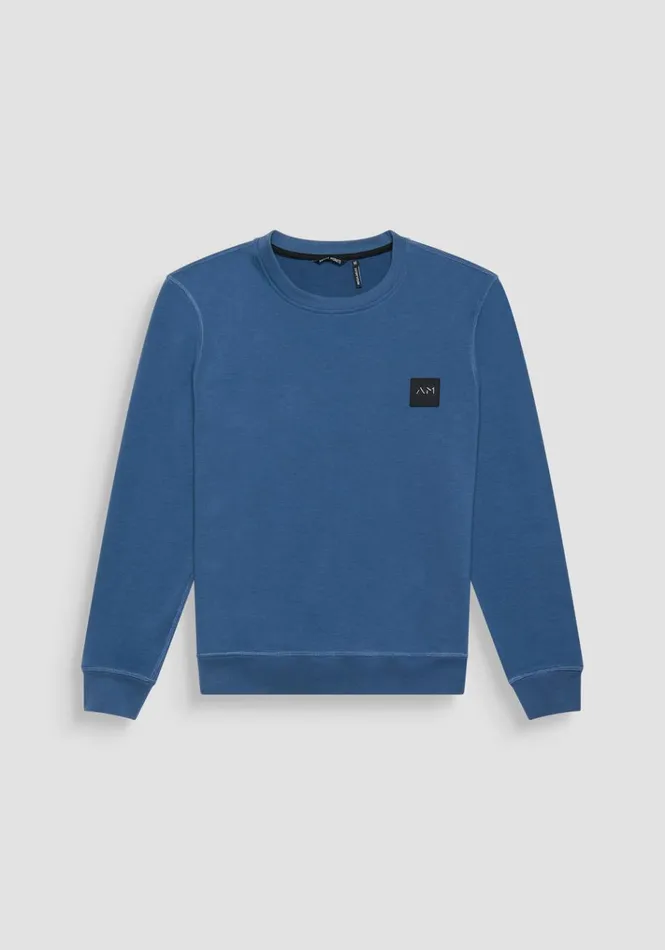 Sweatshirts Men Antony Morato Regular Fit Sweatshirt In Sustainable Blue Cotton Blend Fabric With Logo Worker Avio