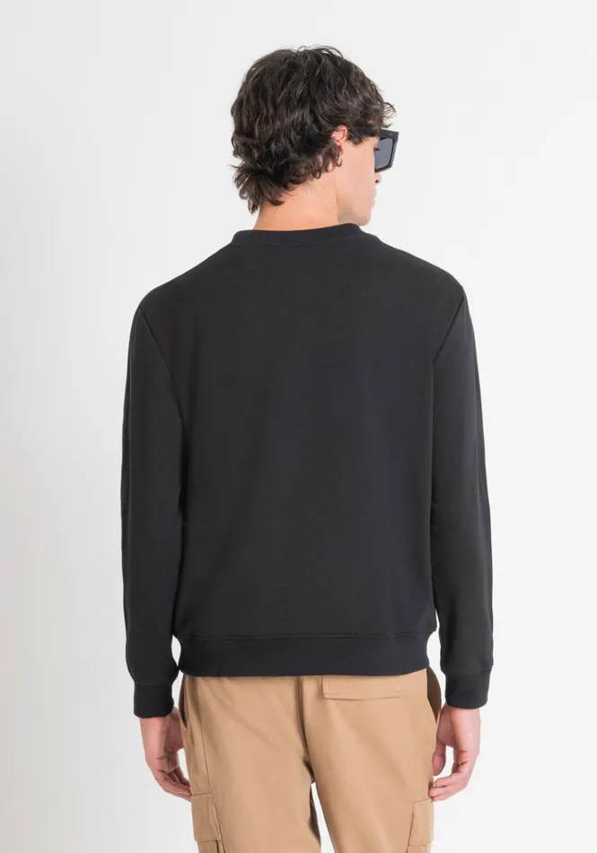 Sweatshirts Men Antony Morato Relaxed Fit Sweatshirt In Sustainable CottonBlend Fabric With Rubberised Logo Black