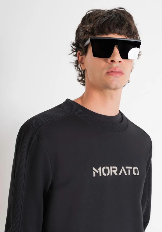 Sweatshirts Men Antony Morato Relaxed Fit Sweatshirt In Sustainable CottonBlend Fabric With Rubberised Logo Black