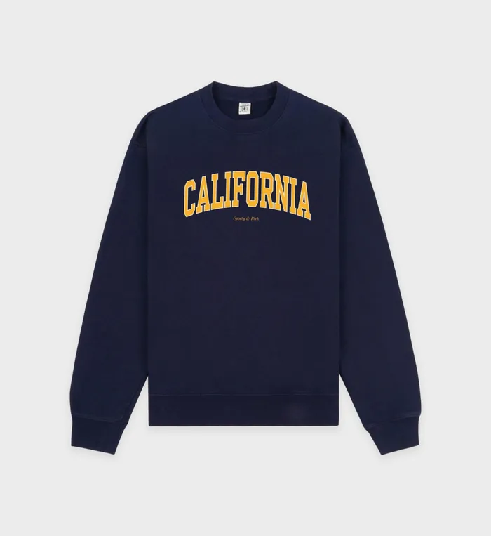 Sweatshirts Men Sporty and Rich California Crewneck 8211 NavyGold