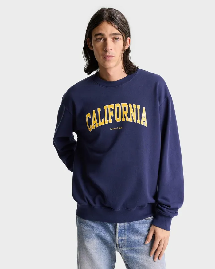 Sweatshirts Men Sporty and Rich California Crewneck 8211 NavyGold