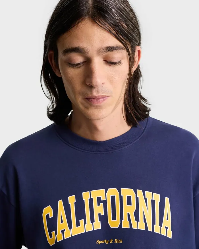 Sweatshirts Men Sporty and Rich California Crewneck 8211 NavyGold